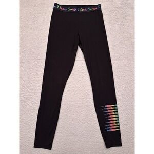 Savage X Fenty Leggings Women's‎ Medium Black Rainbow Metallic Neon Stretch
